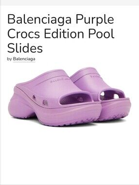 NWT Balenciaga X Crocs Purple Pool Slide Sandals US Sz 10 (41)